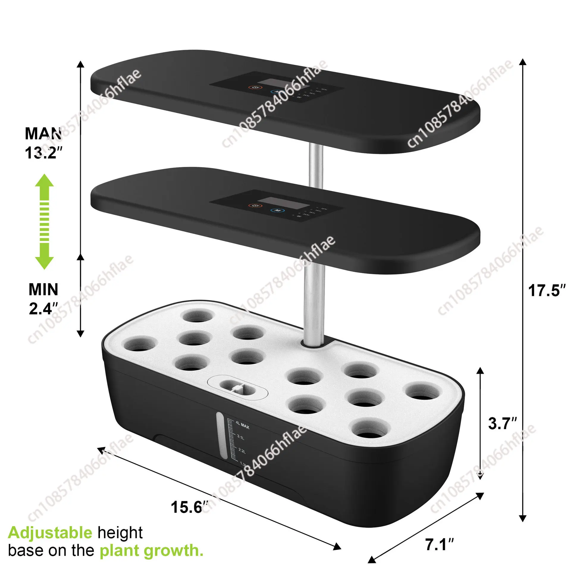 Indoor Herb Garden Kit - نظام زراعة مائي بـ 12 وحدة،