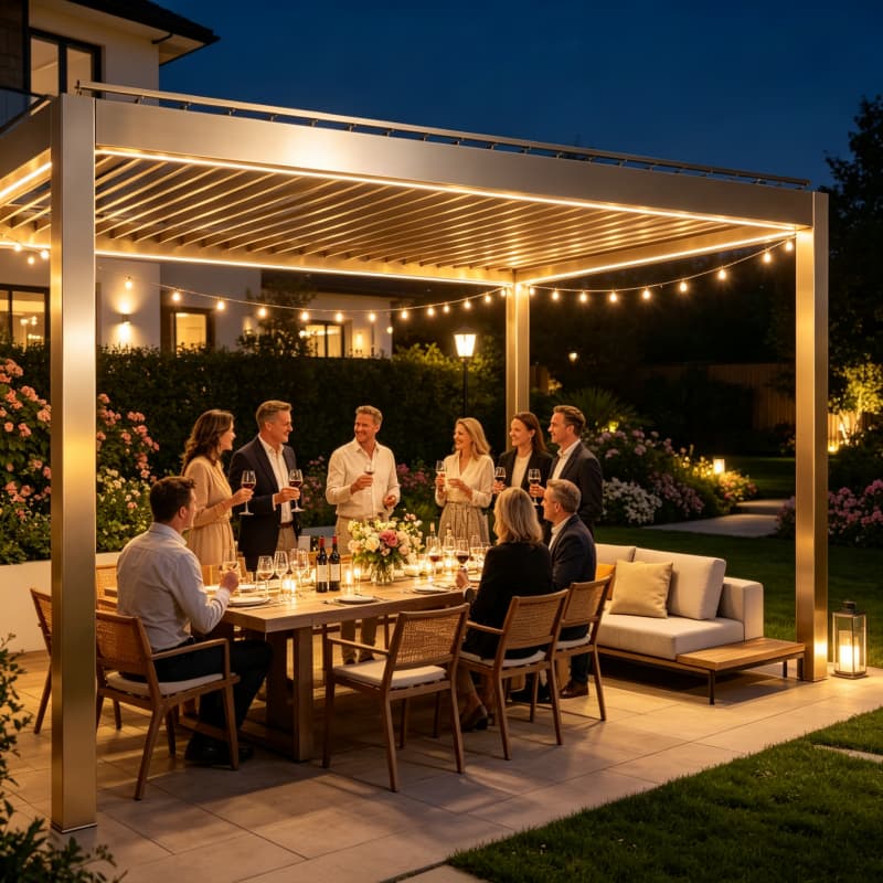 Smart Garden Electric Pergola - برجولة ألومنيوم بيوكليماتيكية بسقف متحرك مزود